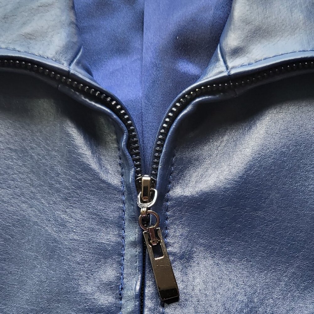 Guillaume Blue Leather Jacket, Size S - Picture 9 of 11